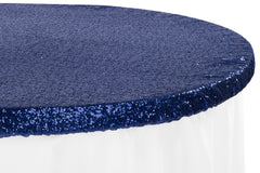 Glitz Sequin Table Topper/Cap 60" Round - Navy Blue