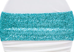 Glitz Sequin Spandex Chair Band – Light Turquoise