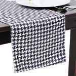  Black and White Houndstooth Satin Table Runne