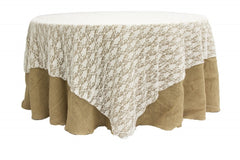 90"x90" square Lace Table Overlay Topper - White