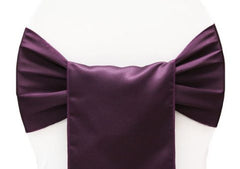 Lamour Satin Chair Sash – Plum