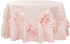 Large Rosette Flower Tablecloth Round – Blush