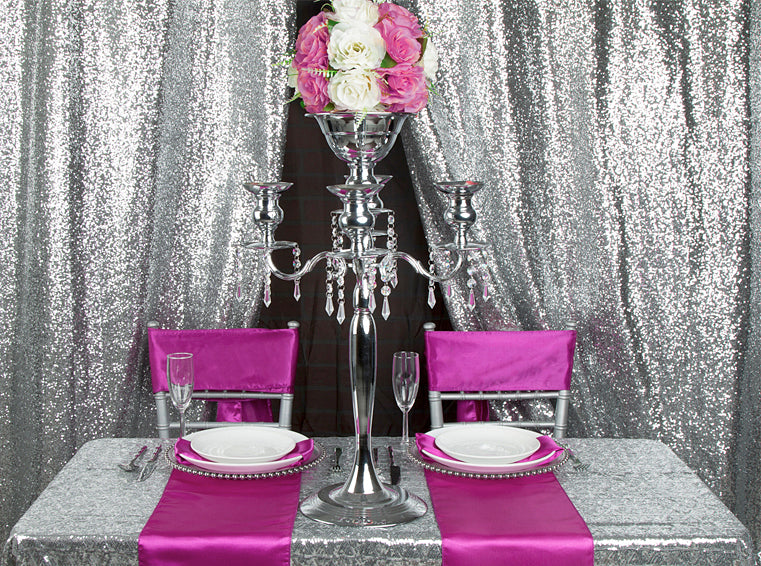 magenta violet table decors
