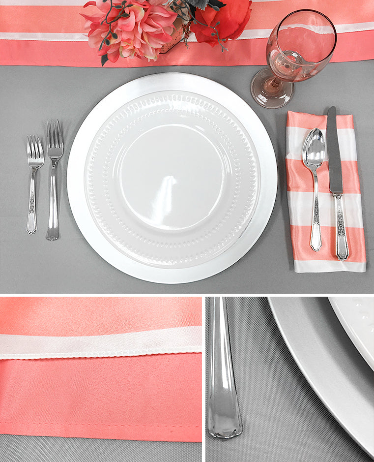 coral table runners gray polyester tablecloth