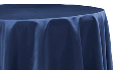 Lamour Satin 120" Round Tablecloth - Navy Blue