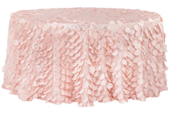 Petal Circle Taffeta 132" Round Tablecloth - Blush/Rose Gold