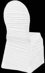 Ruched Fashion Spandex Banquet Chair Cover – White