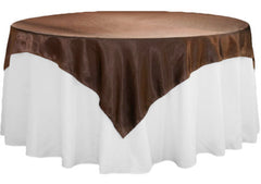 Square 72″ Satin Table Overlay – Chocolate Brown