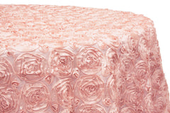 Wedding Rosette SATIN 120" Round Tablecloth - Blush/Rose Gold