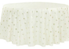 Sequin Embroidery Taffeta 120" Round Tablecloth - Ivory