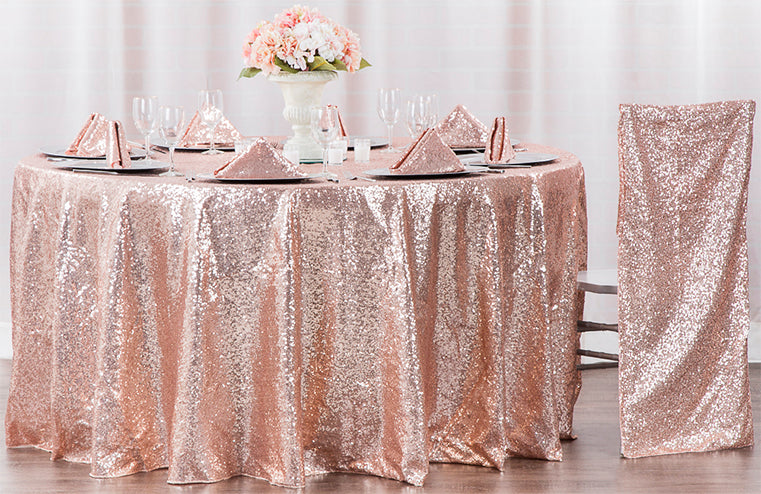 blush sequin tablecloth