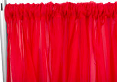 Sheer Voile 8ft H x 118″ W drape/backdrop – Red
