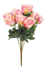 Silk Rose Bush 12 heads - Pink