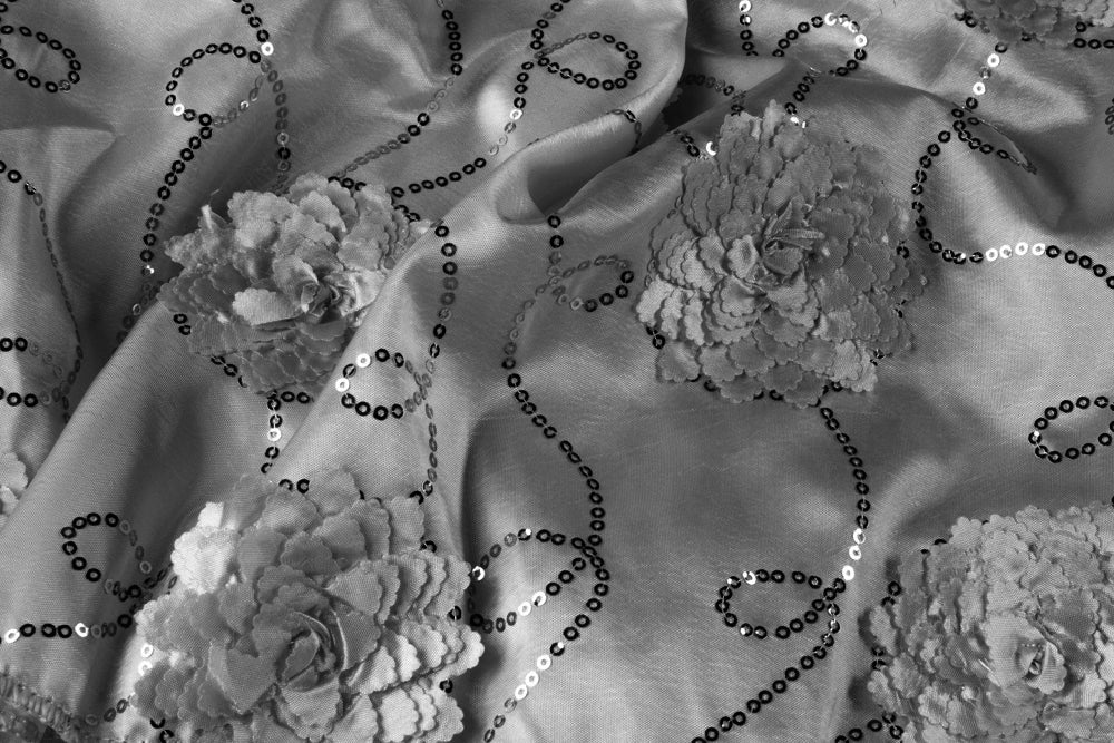 Taffeta Flower Sequin Tablecloth