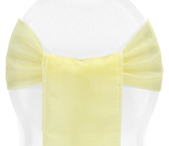 Snow Organza Chair Sash/Tie 7" x 108" - Pastel Yellow