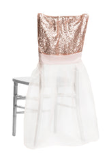 Sparkle Glitz Sequin Chiavari Chair Slip Cover - Blush/Rose Gold