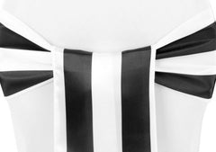 Stripe Satin Chair Sash – Black & White
