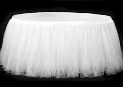 Tulle Tutu 14ft Table Skirt – White