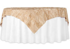 Wave Satin Table Overlay Topper 72″x72″ – Champagne