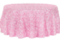 Wedding Rosette SATIN 120″ Round Tablecloth – Medium Pink