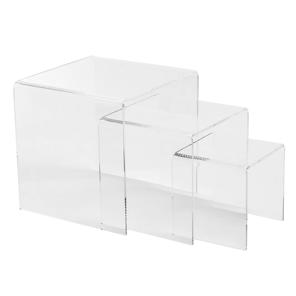Acrylic Clear Large Size 3 Piece Round Riser Display 