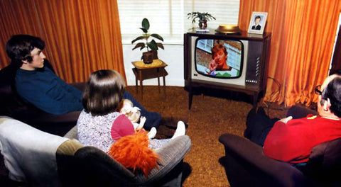 1970s family watching TV - source Google Images