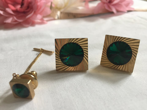 1968 Emerald Cuff Links available from Peppermint Twist Vintage