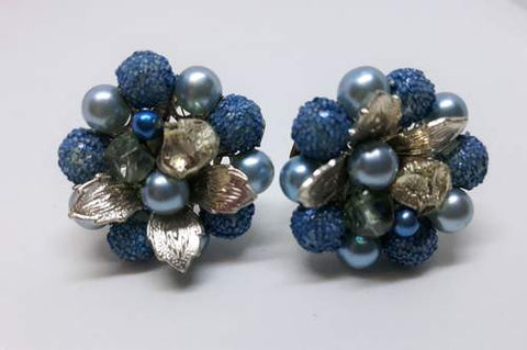Blue Clip On earrings