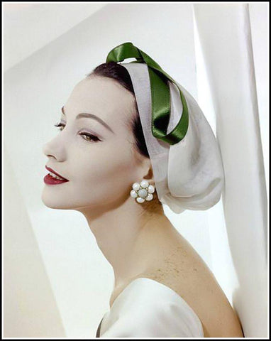 1950s model with cluster earrings
