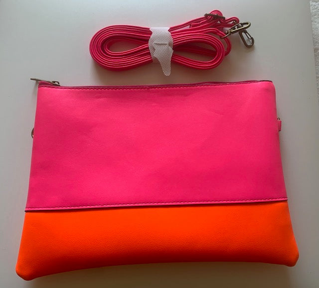 neon orange clutch bag