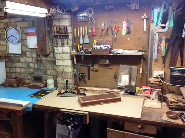 Photo of Garrick Blue’s workshop