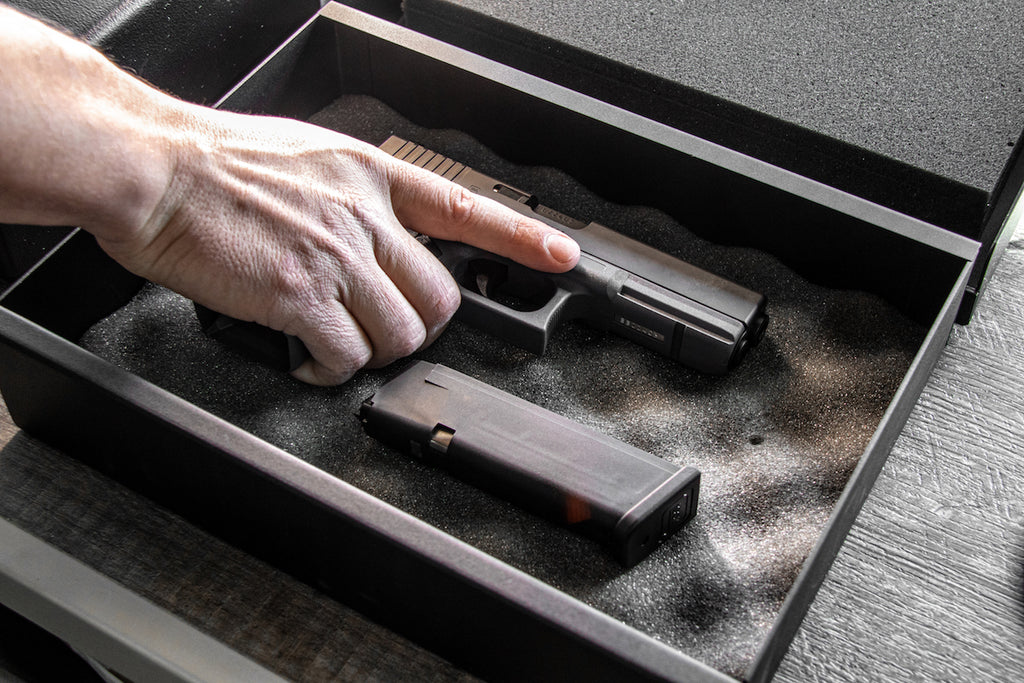 Glock in a quick access pistol safe