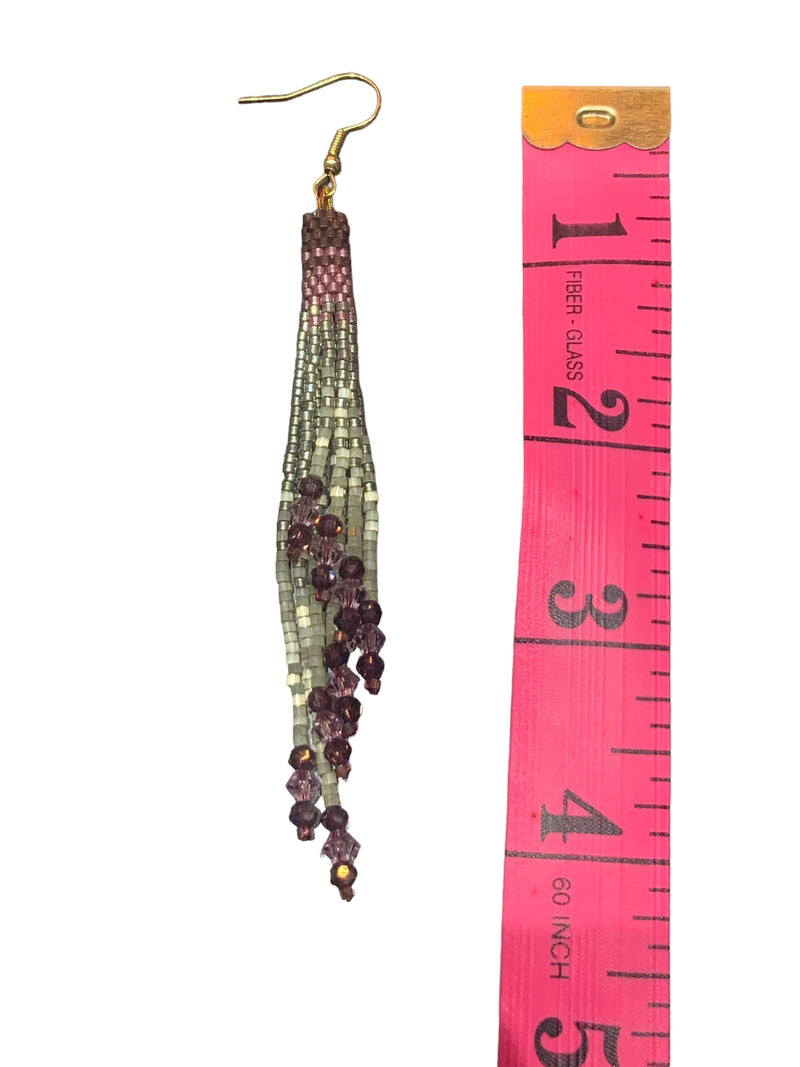 Orchid Mini Beaded Tassel Earrings