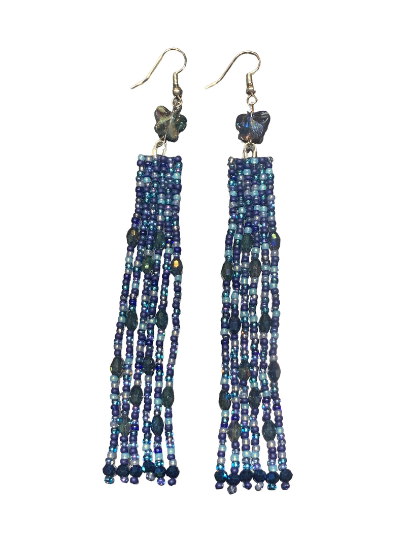 Glass Butterfly Fringe Earrings