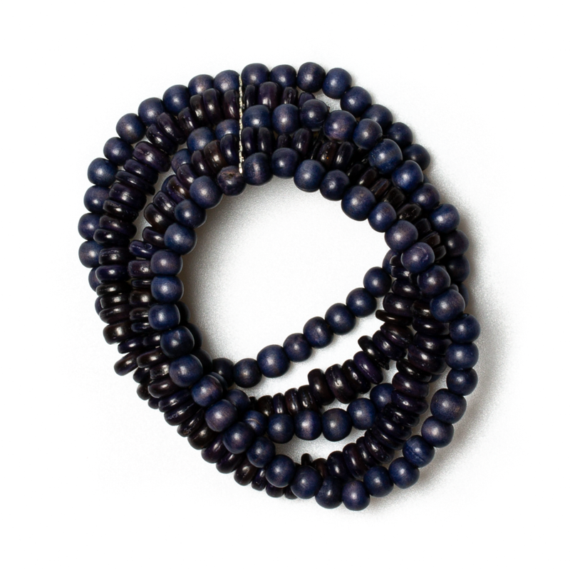 Navy Chunky Wood & Coconut Bead Bracelet