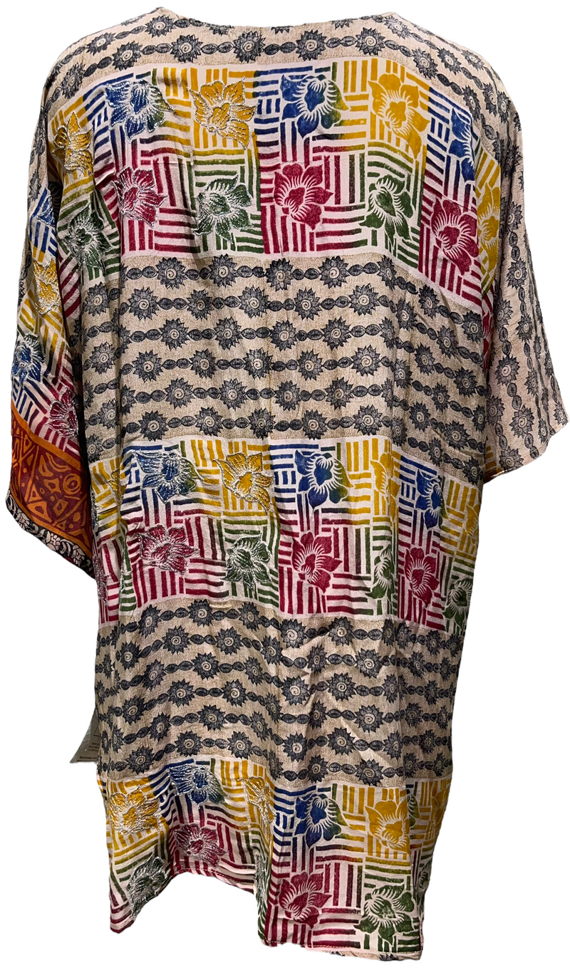 PRC1877 Allen's Gallinule Pure Silk Kimono-Sleeved Jacket with Belt