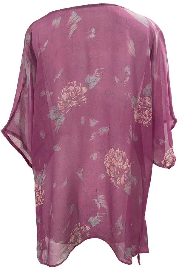 PRG1235 Prologue Sheer Pure Silk Long Tunic with Side Ties