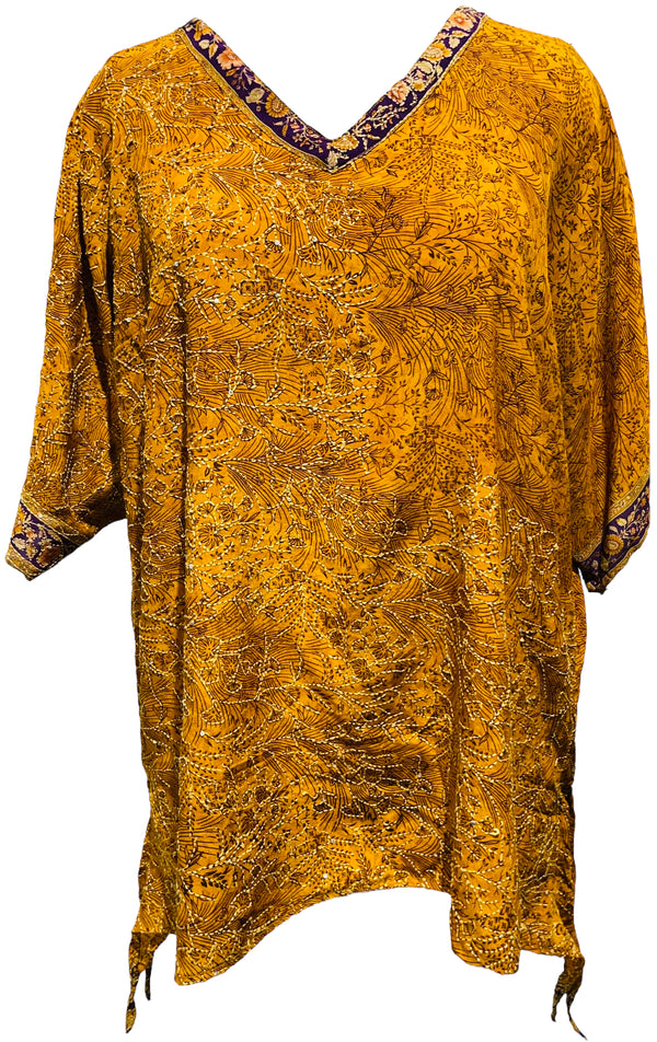 PRC3212 Rachel Ara Pure Silk Long Tunic with Side Ties