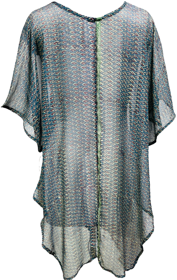 PRG3393 Sharon Aguilar Sheer Pure Silk Waterfall Top