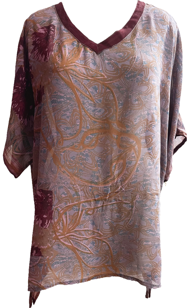 Kandibagh Sheer Pure Silk Long Tunic with Side Ties