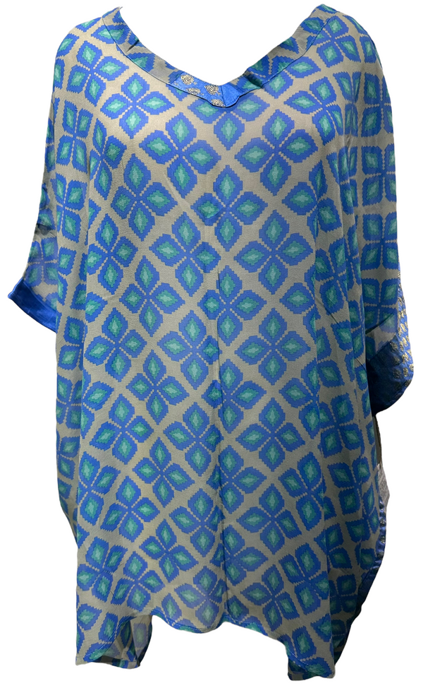 Elisa Maria Boglino  Sheer Pure Silk Short Kaftan Tunic