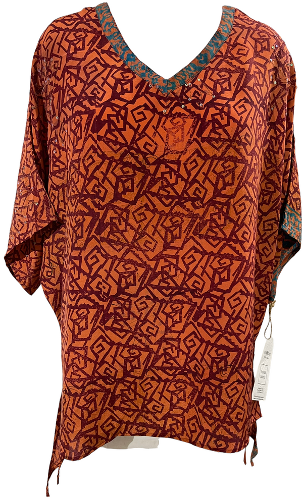 PRC1585 Andreas Pure Silk Long Tunic with Side Ties