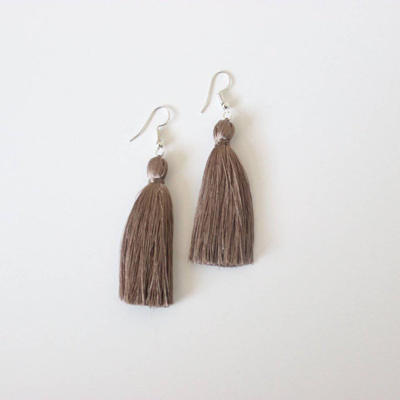 Silk Tassel Earrings - chiangmaicctv slow fashion bryn walker sorry not sorry linen Hamilton sustainable fashion gifts sari not sari Hamilton Fair trade  Ethical  Artisan made  Zero waste  Up-cycled Slow Fashion  Handmade  GTA Toronto Copper Pure Upcycled vintage silk handmade recycled recycle copper pure silk travel clothing hamilton vacation cruisewear resortwear bathing suit bathingsuit vacation etsy silk clothing gifts gift dress top pants linen bryn walker alive intentions kaarigar elephants