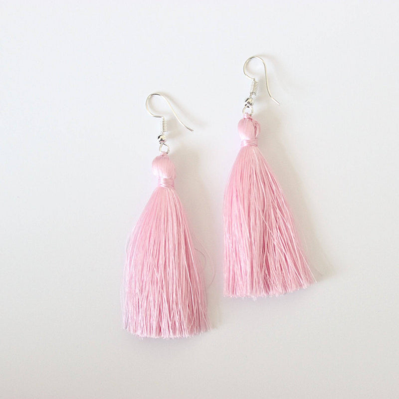 Silk Tassel Earrings - chiangmaicctv slow fashion bryn walker sorry not sorry linen Hamilton sustainable fashion gifts sari not sari Hamilton Fair trade  Ethical  Artisan made  Zero waste  Up-cycled Slow Fashion  Handmade  GTA Toronto Copper Pure Upcycled vintage silk handmade recycled recycle copper pure silk travel clothing hamilton vacation cruisewear resortwear bathing suit bathingsuit vacation etsy silk clothing gifts gift dress top pants linen bryn walker alive intentions kaarigar elephants