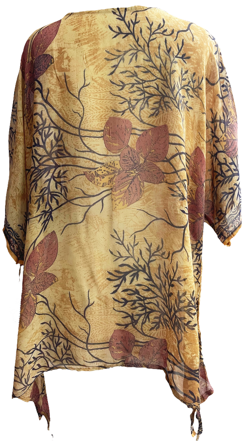 Mount Sneffels Sheer Pure Silk Long Tunic with Side Ties