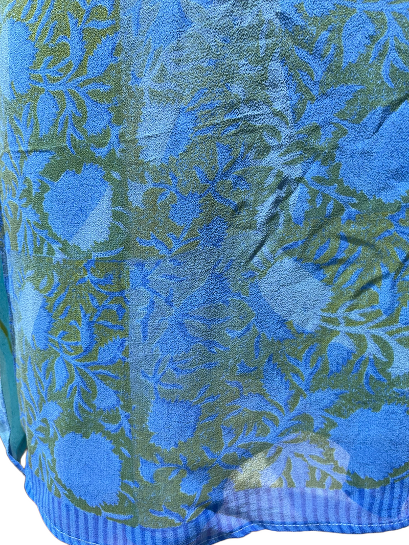 PRG2121 Greyish Miner Sheer Long Pure Silk Kimono-Sleeved Duster with Belt