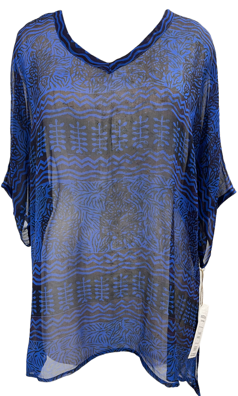 PRG1227 Titus Andronicus Sheer Pure Silk Long Tunic with Side Ties