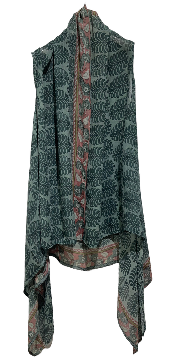 PRG2412 Fire-Breasted Flowerpecker Sheer Pure Silk Versatile Vest