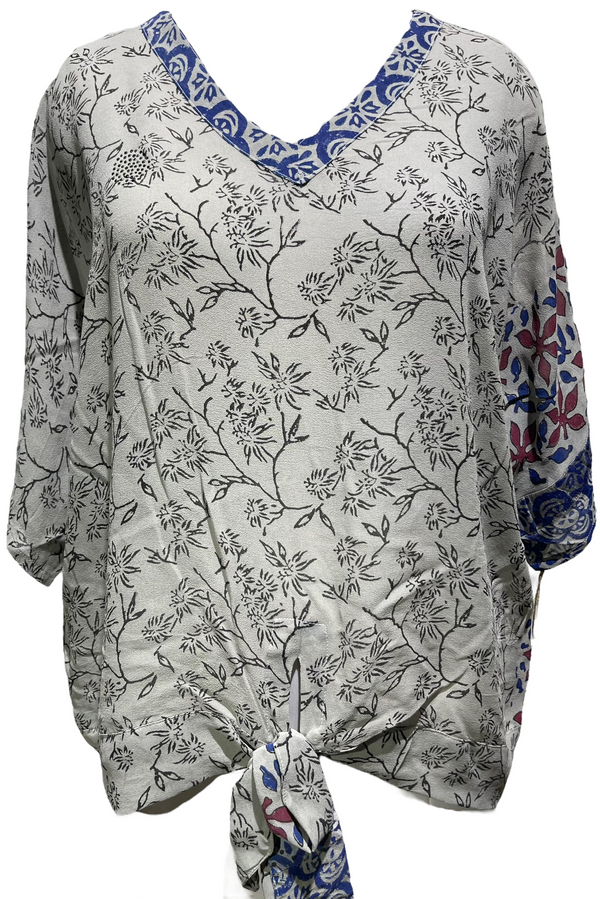 Henriette Wyeth Sheer Pure Silk Front Tie Top