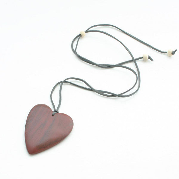 Maroon Simple Wooden Heart  Necklace